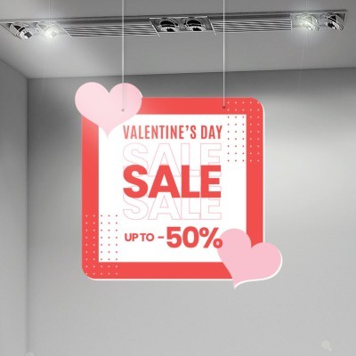 Houseart Heart Valentine\'s Sale, Αγίου Βαλεντίνου, Καρτολίνες κρεμαστές, 50 x 50 εκ.